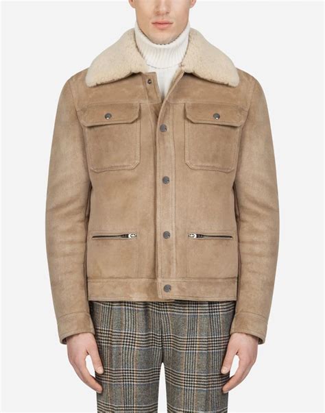 dolce gabbana down jacket men brown shearling|Dolce and Gabbana.